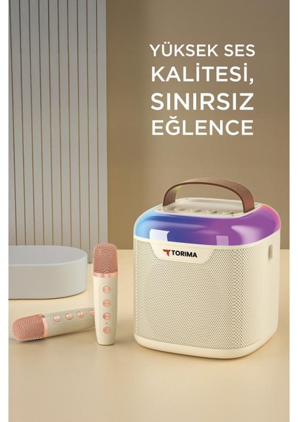 D51 Beyaz Çift Mikrofonlu Kablosuz Parti Hoparlörü fırsatları