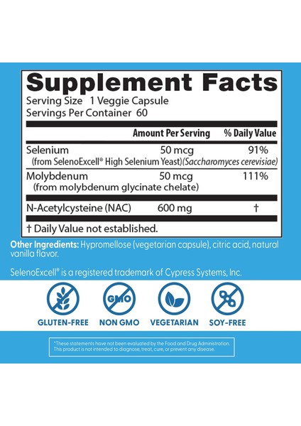 N.a.c Detox Regulators N-Acet.yl Cystei Ne Molybdenum Selenium From Selenoexcel fırsatları