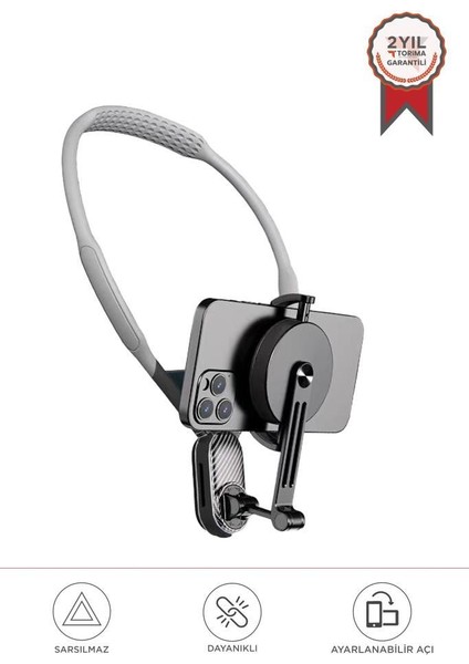JX-058 Gri Boyun Askılı Manyetik Telefon Tutucu
