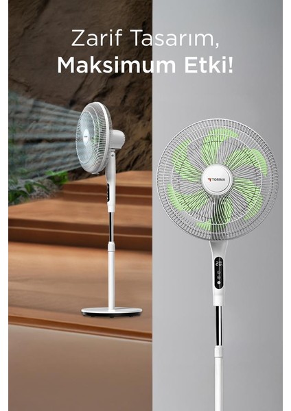 Sf-05 Beyaz Ayaklı 50W 3 Kademe 6 Pervaneli 16'' Inc Kumandalı Diğital Ekranlı Vantilatör Fan fiyatları