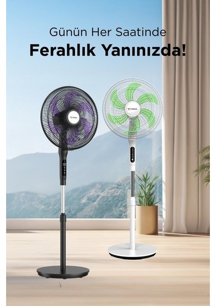 Sf-05 Siyah Ayaklı Portatif – 50W 3 Kademe 6 Pervaneli 16'' Inc Kumandalı Diğital Ekranlı Vantilatör Fan fırsatları