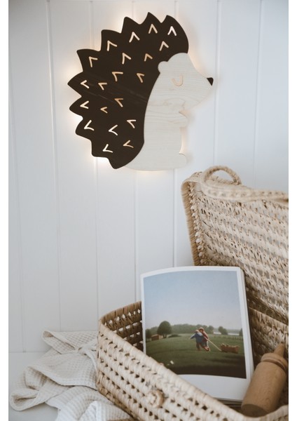Ahşap Kirpi Gece Lambası/çocuk Odası Aksesuarı