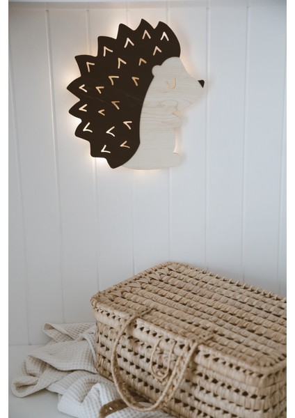 Ahşap Kirpi Gece Lambası/çocuk Odası Aksesuarı