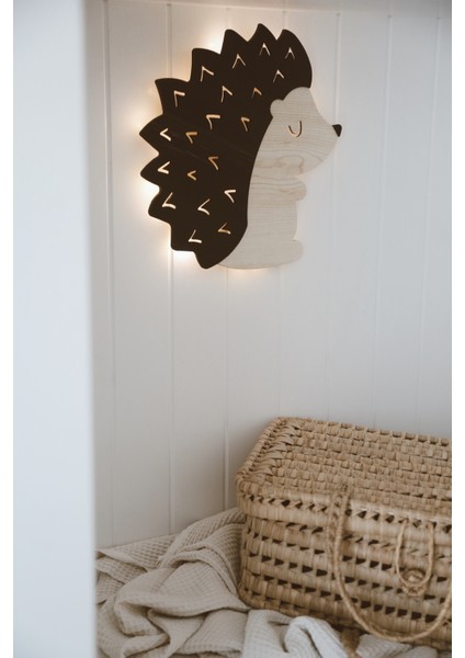 Ahşap Kirpi Gece Lambası/çocuk Odası Aksesuarı