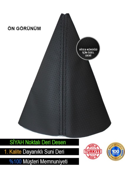 Citroen C2 (2003-2008) Uyumlu Siyah Nokta Desenli Deri Spor Dikiş Vites Körüğü