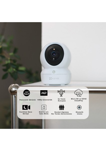 H6C Serisi Akıllı Güvenlik Kamerası – 2k+ ve 1080P | Gece Görüşlü, Wi-Fi Destekli, Microsd Kayıt, Hareket Algılama | Fynix Teknoloji