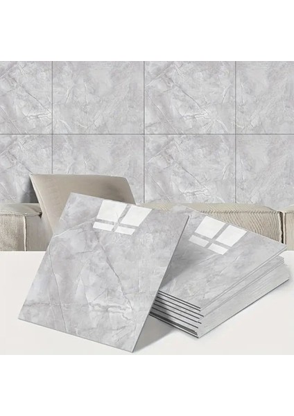 Gri Mermer Desen Duvar Sticker (30x30)