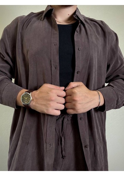 Ares Erkek Koyu Mürdüm Keten Kumaş Gömlek Yazlık Rahat Kalıp Hafif Rahat Kumaş fiyatları