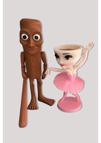 2'li Tung Tung Tung Sahur - Ballerina Cappuccino Figür Set Brainrot Figür