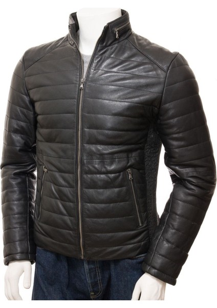 Hakiki Deri Erkek Siyah Kapitone Deri Ceket: Hawkchurch fiyatları