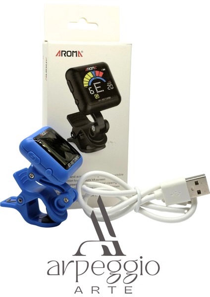 Aroma (Type-C Şarjlı) Klipsli Akort Cihazı – Gitar, Bas, Ukulele ve Keman Için Kromatik Tuner