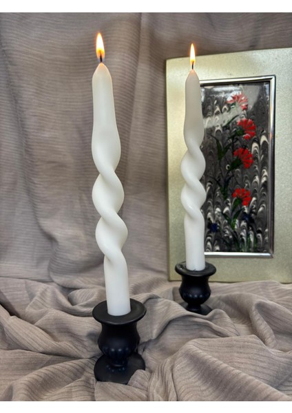 Burgulu Şamdan Beyaz Lüks 24CM