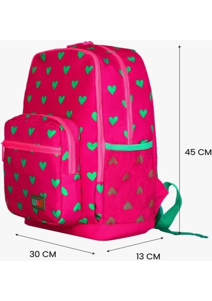 Su Geçirmez Kalp Desenli Kız Çocuk 3’lü Okul Çantası Seti – Sırt,kalemlik,beslenme Çantası modelleri