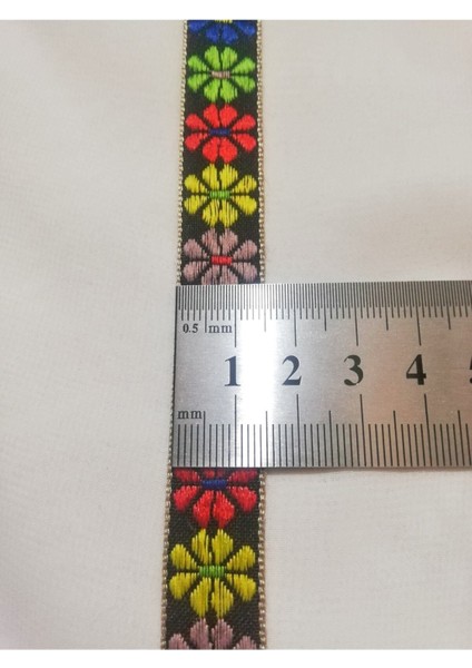 Renkli Çiçek Desen Dar Dokuma Şerit fiyatları