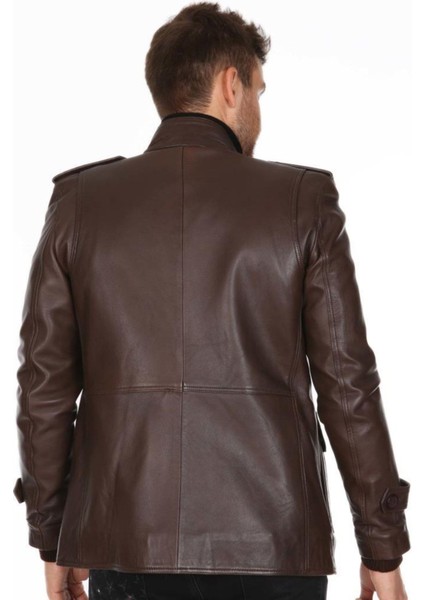 Hakiki Deri Kahverengi 4 Cepli Erkek Deri Ceket fırsatları