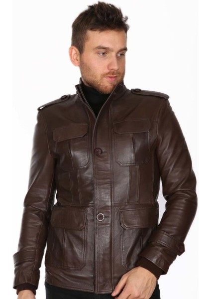 Hakiki Deri Kahverengi 4 Cepli Erkek Deri Ceket indirimleri