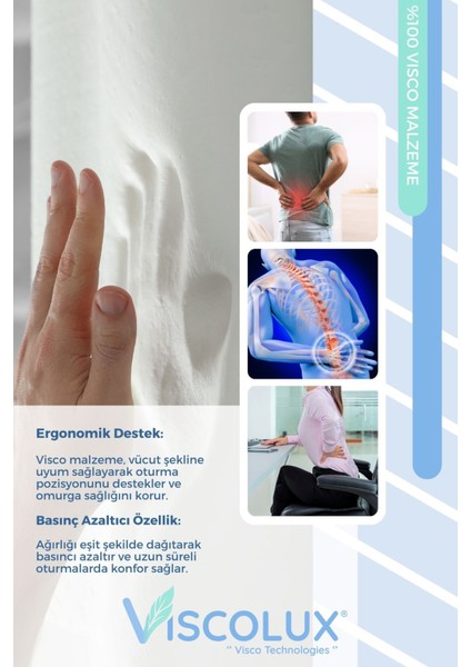 Anatomik Ortopedik Minder - Visco Ofis Araba Sandalye Minderi 44X36X9/2 fırsatları