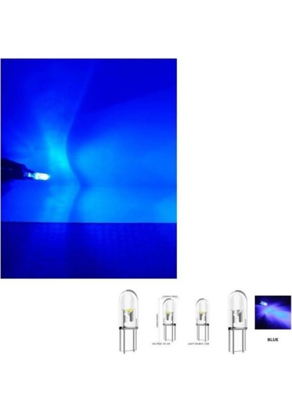 ( 4 x Adet ) 1 Set T5 1.2W LED Mini Dipsiz Ampul Mavi 12V (1.2W Mini Dipsiz Ampul LED Kristal Cam Mavi) modelleri