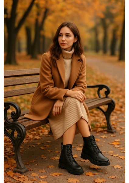 Perla StreetStyle – Kalın Taban Siyah Bot