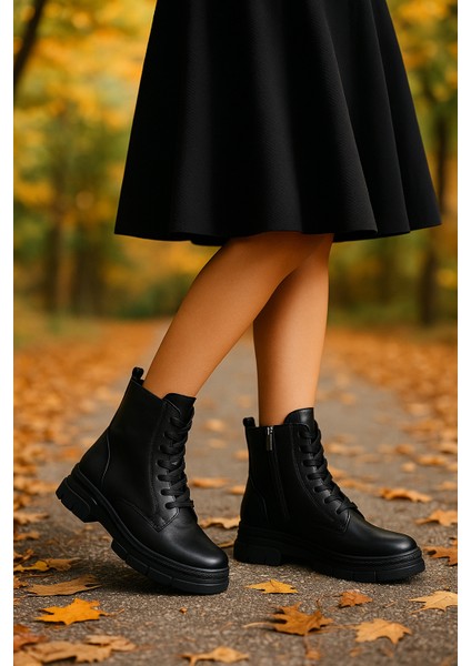 Perla StreetStyle – Kalın Taban Siyah Bot modelleri