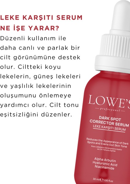 Lowes Leke Karşıtı Aydın.latıcı Serum – %2 Alpha Arbutin + Hyaluronik Asit – 30 ml fırsatları