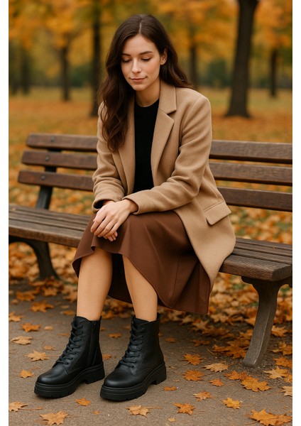 Perla StreetStyle – Kalın Taban Siyah Bot fırsatları