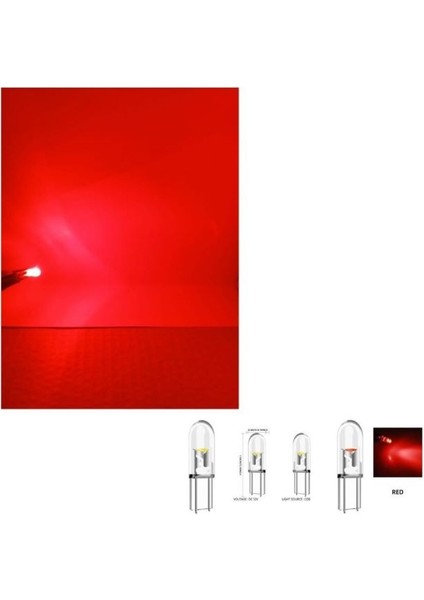 ( 4 x Adet ) 1 Set T5 1.2W LED Mini Dipsiz Ampul Kırmızı 12V (1.2W Mini Dipsiz Ampul LED Kristal Cam Kırmızı) modelleri