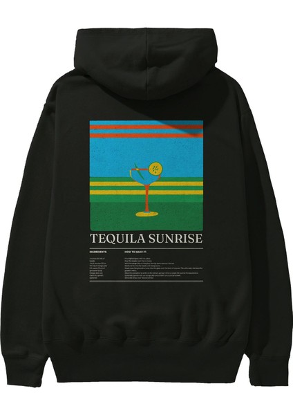 Tequila Sunrise Kokteyl Arka Baskılı Hoodie Oversize Kapüşonlu Sweatshirt Erkek Kadın fiyatları