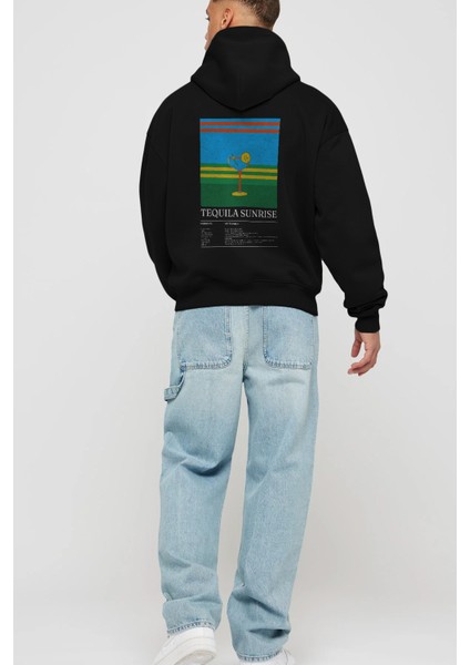 Tequila Sunrise Kokteyl Arka Baskılı Hoodie Oversize Kapüşonlu Sweatshirt Erkek Kadın fırsatları
