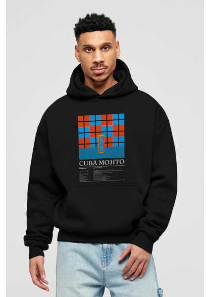 Cuba Mojito Kokteyl Ön Baskılı Hoodie Oversize Kapüşonlu Sweatshirt Erkek Kadın