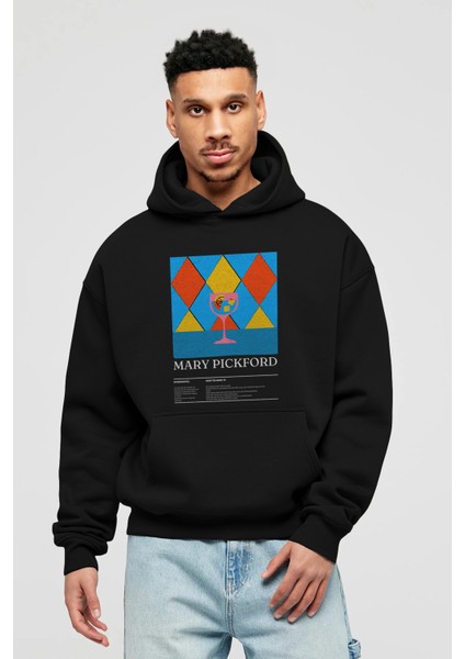 Mary Pickford Kokteyl Ön Baskılı Hoodie Oversize Kapüşonlu Sweatshirt Erkek Kadın