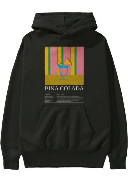 Pina Colada Kokteyl Ön Baskılı Hoodie Oversize Kapüşonlu Sweatshirt Erkek Kadın fiyatları