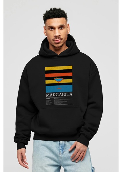 Margarita Kokteyl Ön Baskılı Hoodie Oversize Kapüşonlu Sweatshirt Erkek Kadın