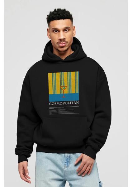 Cosmopolitan Kokteyl Ön Baskılı Hoodie Oversize Kapüşonlu Sweatshirt Erkek Kadın