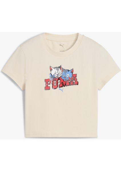 Graphic Kitten Baby Kadın Krem T-Shirt.87