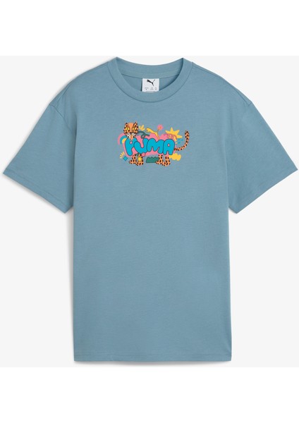 Graphic Leopard Çocuk Mavi T-Shirt.34 fırsatları