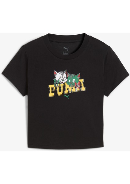Graphic Kitten Baby Kadın Siyah T-Shirt.01
