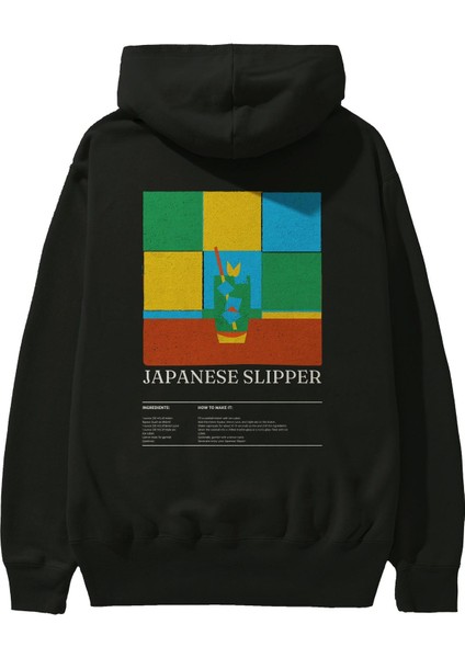 Japanese Slipper Kokteyl Arka Baskılı Hoodie Oversize Kapüşonlu Sweatshirt Erkek Kadın fiyatları