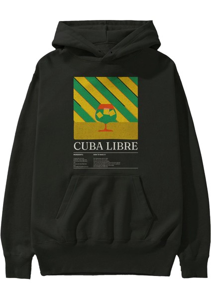 Cuba Libre Kokteyl Ön Baskılı Hoodie Oversize Kapüşonlu Sweatshirt Erkek Kadın fiyatları