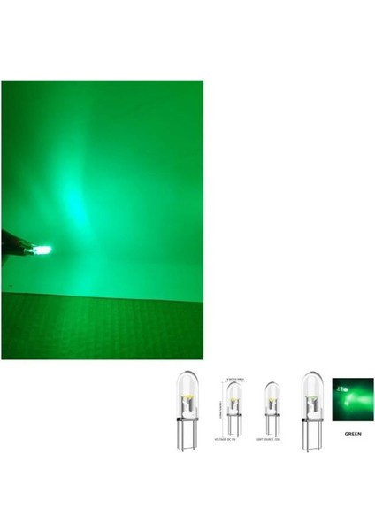 ( 4 x Adet ) 1 Set T5 1.2W LED Mini Dipsiz Ampul Yeşil 12V (1.2W Mini Dipsiz Ampul LED Kristal Cam Yeşil) modelleri
