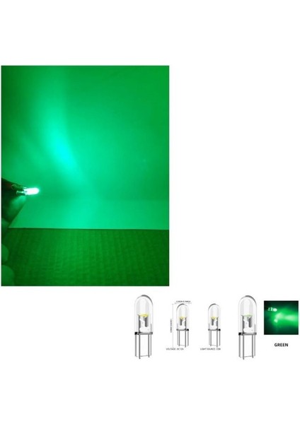 ( 4 x Adet ) 1 Set T5 1.2W LED Mini Dipsiz Ampul Yeşil 12V (1.2W Mini Dipsiz Ampul LED Kristal Cam Yeşil) fırsatları