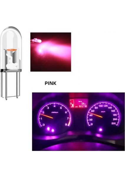 ( 4 x Adet ) 1 Set T5 1.2W LED Mini Dipsiz Ampul Pembe 12V (1.2W Mini Dipsiz Ampul LED Kristal Cam Pembe) fiyatları