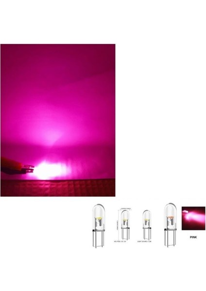 ( 4 x Adet ) 1 Set T5 1.2W LED Mini Dipsiz Ampul Pembe 12V (1.2W Mini Dipsiz Ampul LED Kristal Cam Pembe) modelleri