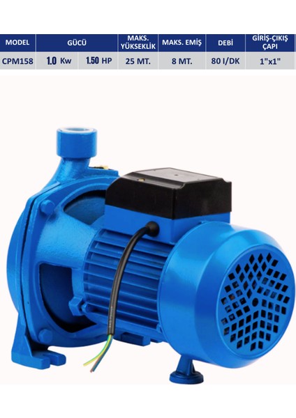 1.5 Hp - 1.0 Kw Alman Tasarımı Elektrikli Bahçe Pompası Su Pompası Cpm 158 fiyatları