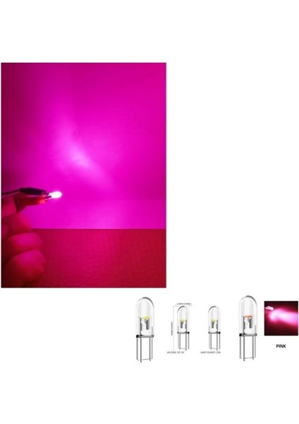 ( 4 x Adet ) 1 Set T5 1.2W LED Mini Dipsiz Ampul Pembe 12V (1.2W Mini Dipsiz Ampul LED Kristal Cam Pembe) fırsatları
