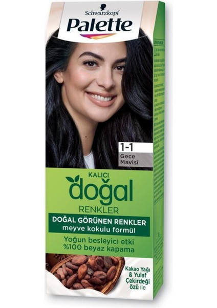 Kalıcı Doğal Renkler Saç Boyası 1-1 Gece Mavisi x 3 Adet fırsatları