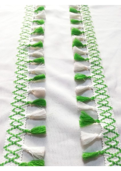 Yeşil Beyaz Saçak Püskül