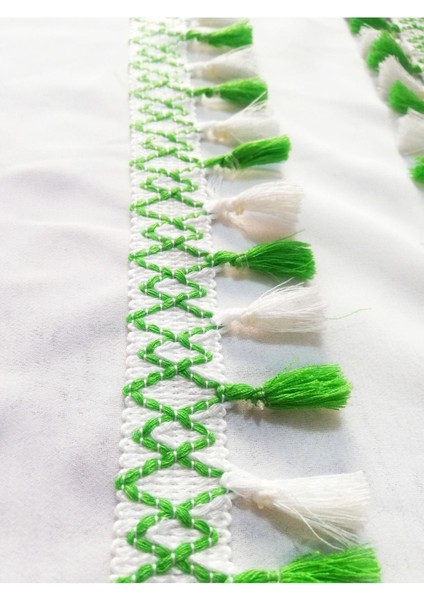 Yeşil Beyaz Saçak Püskül