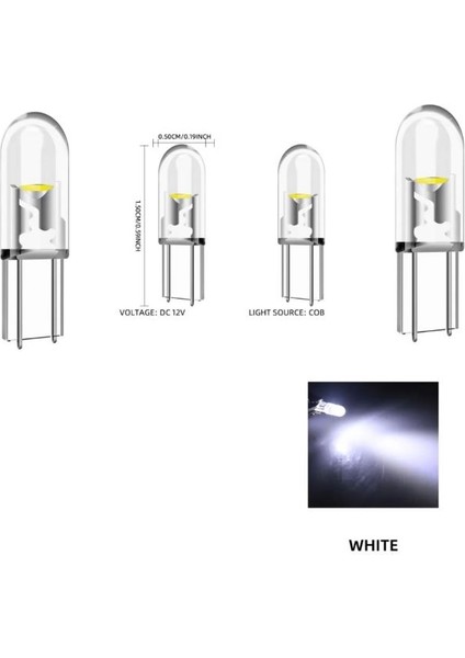 ( 4 x Adet ) 1 Set T5 1.2W LED Mini Dipsiz Ampul Beyaz 12V (1.2W Mini Dipsiz Ampul LED Kristal Cam Beyaz)