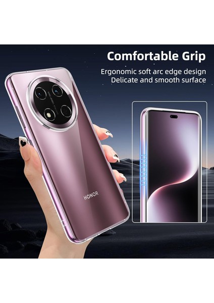 Honor Magic 7 Lite Kılıf Kamera Çıkıntılı Korumalı Yumuşak Şeffaf Silikon + Ekran Koruyucu Cam Set fırsatları